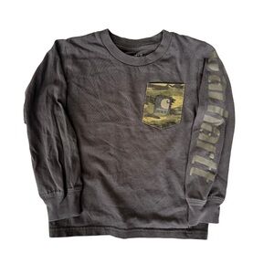 Carhartt Kids Long Sleeve Shirt with Camo Pocket - Gray